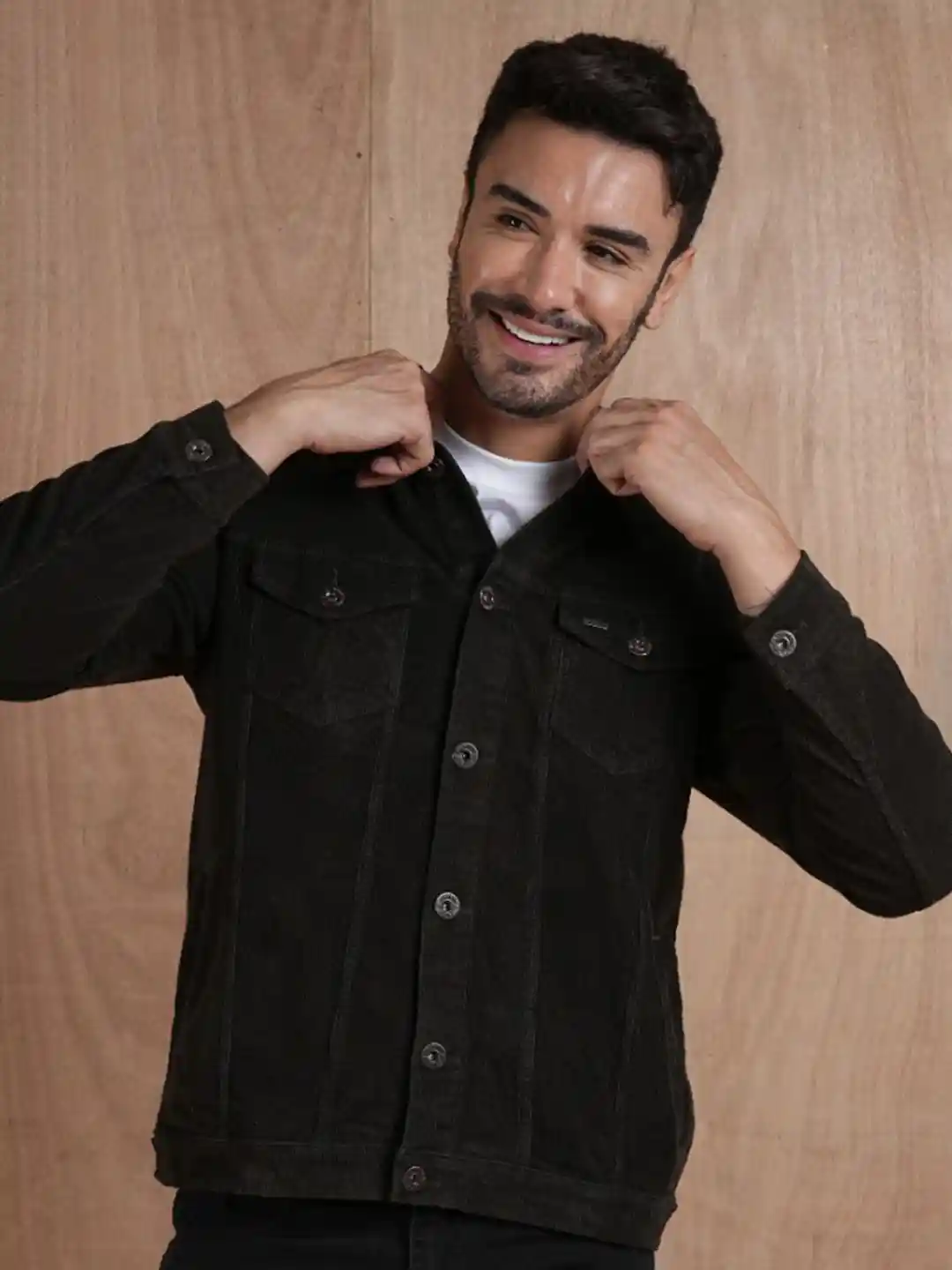 Buy PRONK Men Spread Collar Solid Cotton Casual Lightweight Denim