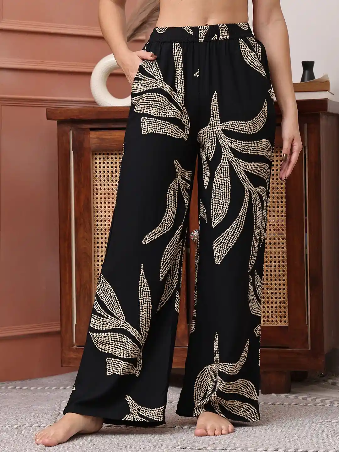 Leg Pants Black And White Printed Pants Vero Moda Tall Linen Touch