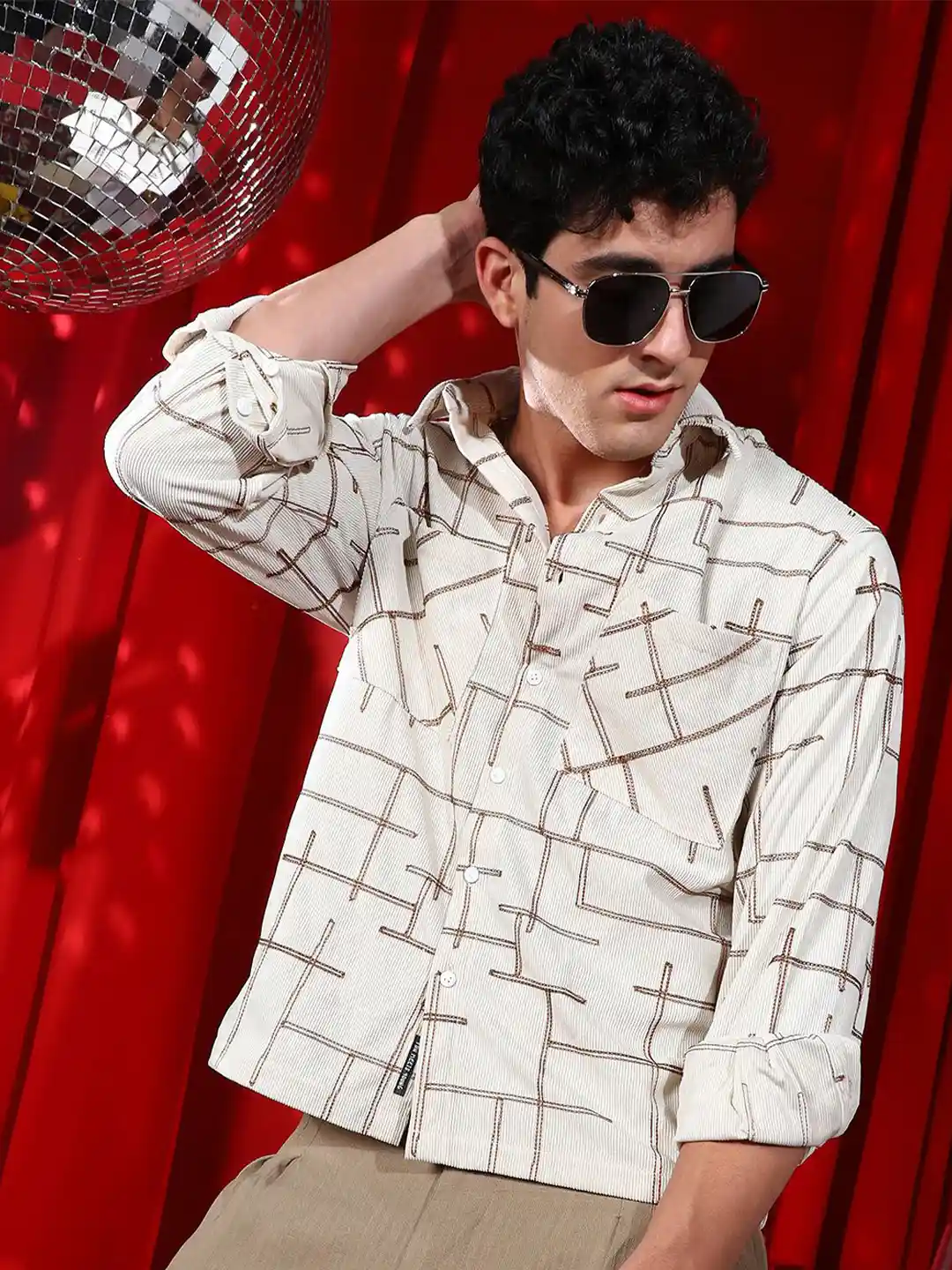 Buy Campus Sutra Men Comfort Fit Spread Collar Geometric Printed