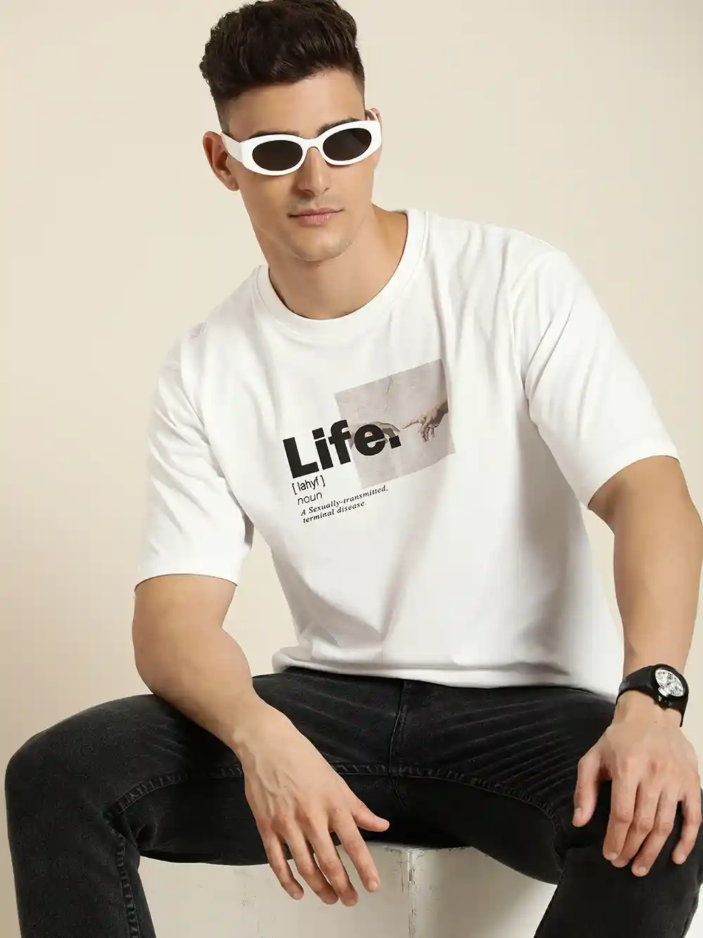 Difference of Opinion Men Graphic Printed Oversized T-shirt