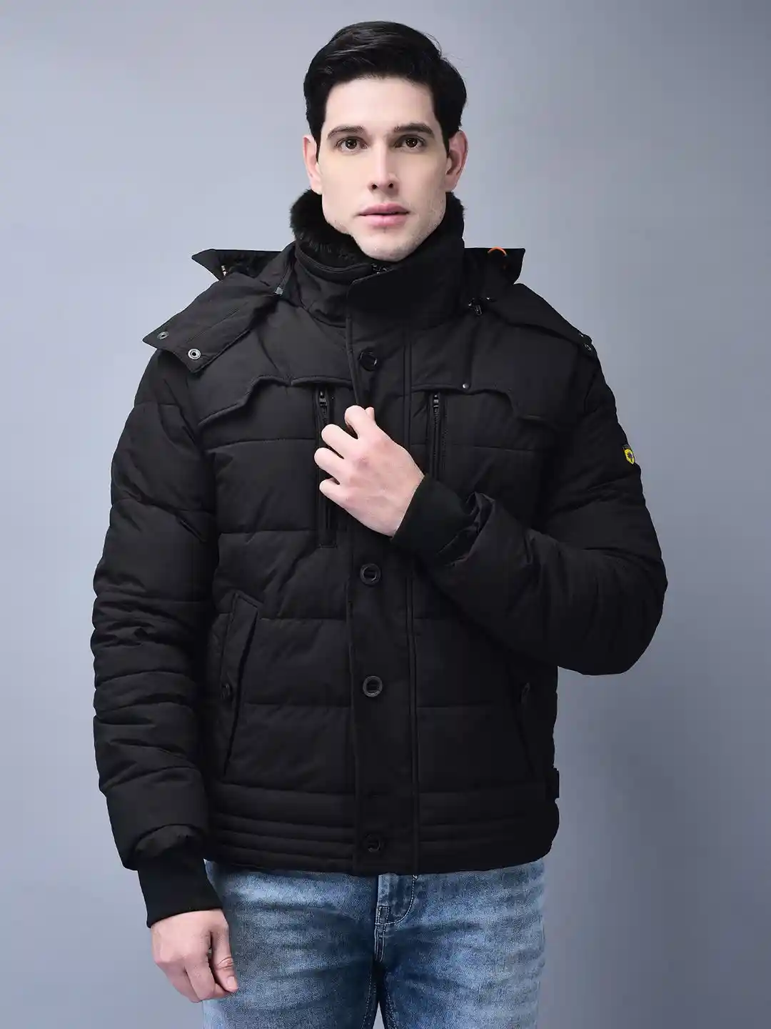 Woodland Men Hooded Solid Casual Padded Jacket