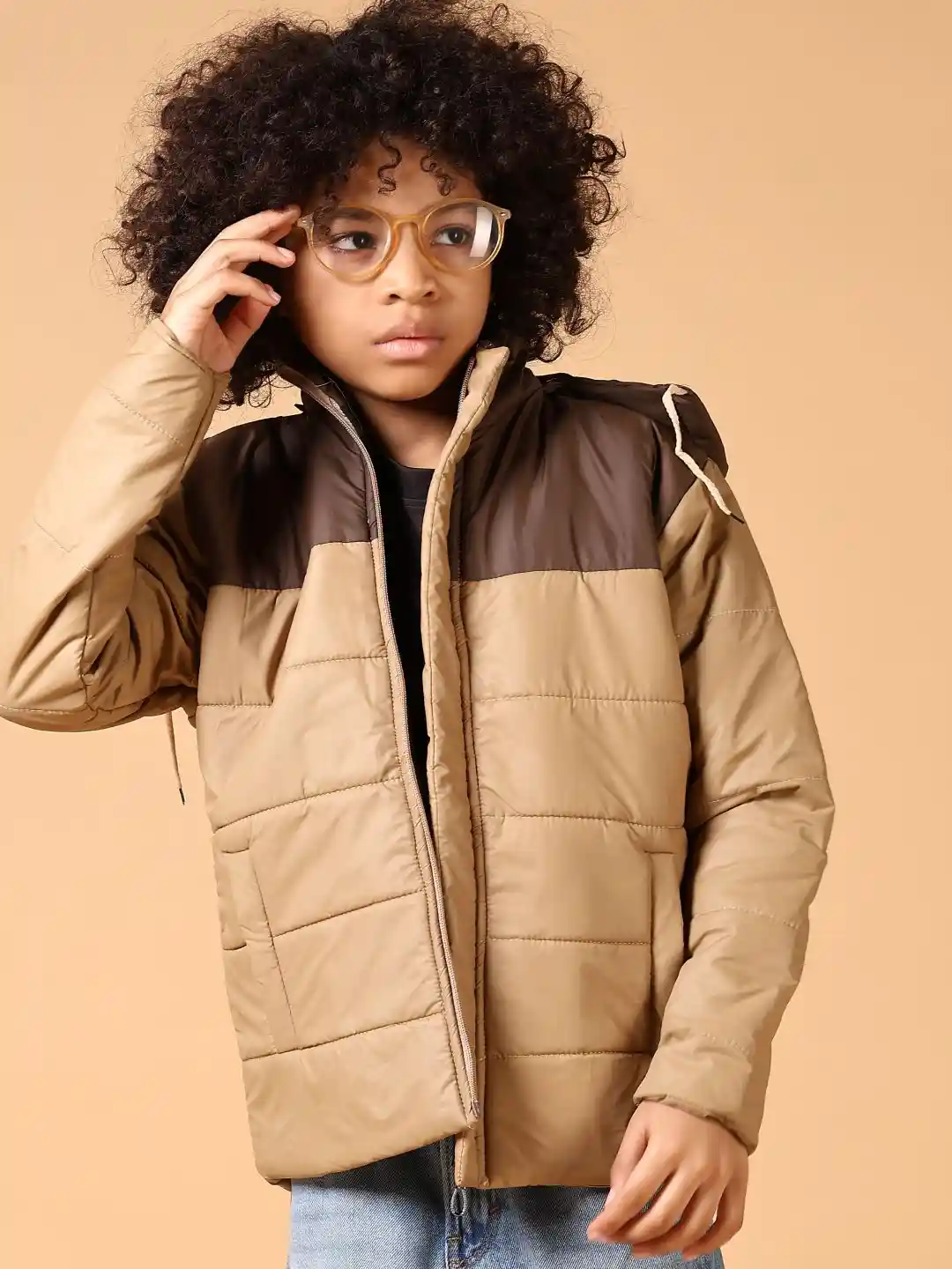 Buy V-Mart Boys Hooded Colourblocked Cotton Casual Padded Jacket