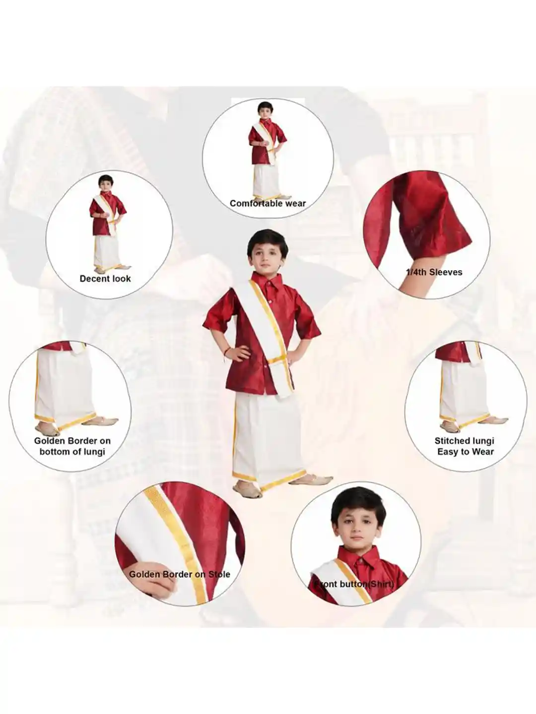 Buy Kaku Fancy dresses Boys Bengali Dress Shirt With Veshti With