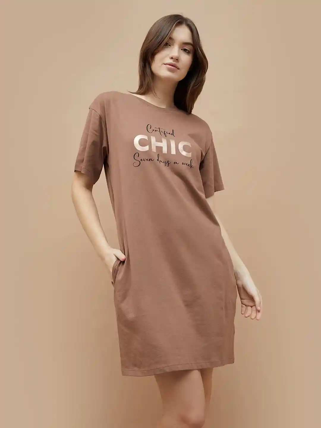 Buy Ginger by Lifestyle Printed T-shirt Knee Length Dress