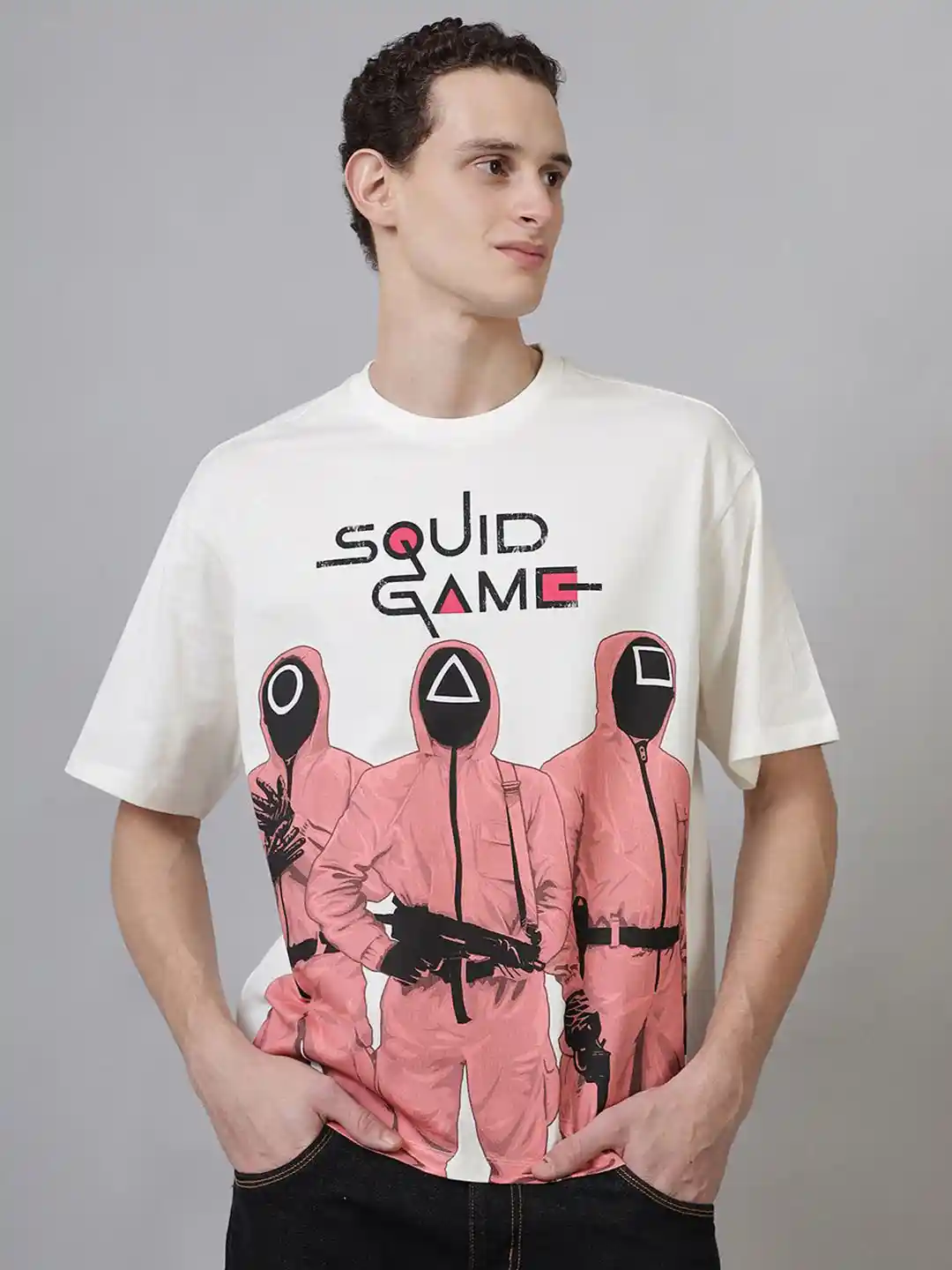 Buy Free Authority Men Squid Game Printed Oversized T-Shirt