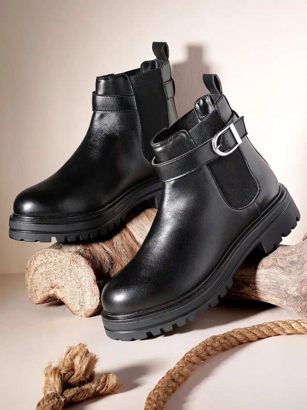 The Roadster Lifestyle Women Chunky Block Heel Boots with Buckle  Detailing