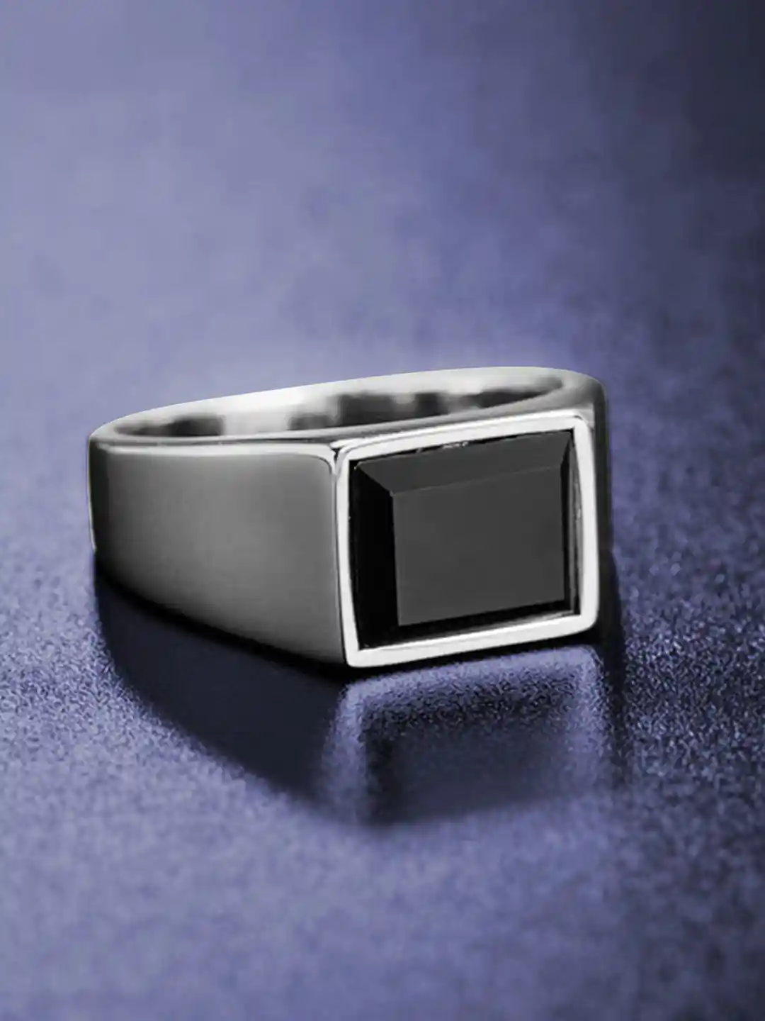 Buy Peora Men Sliver-Plated Stainless Steel Stone Studded Ring