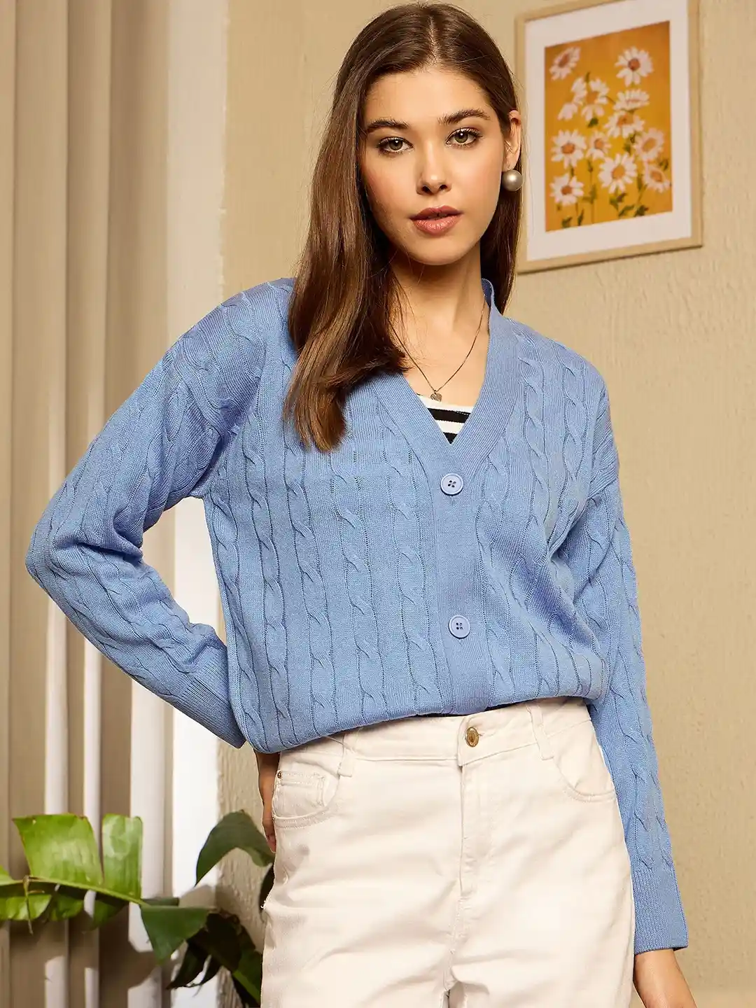 Berrylush Women V-Neck Cardigan