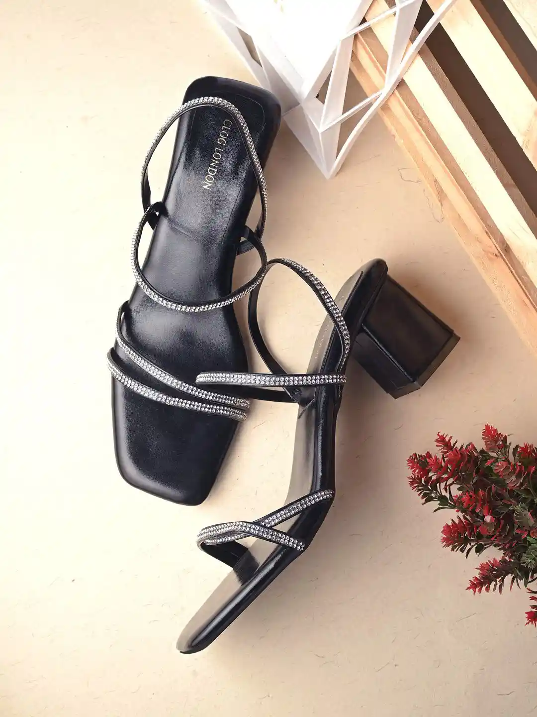 CLOG LONDON Women Block Ankle Loop Mules