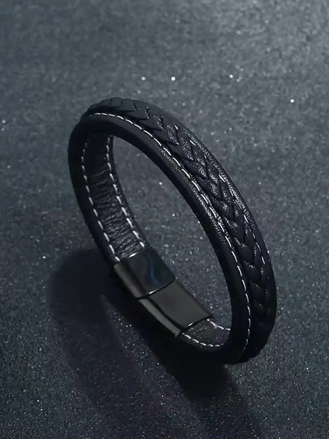 Buy MEENAZ Men Silver Plated Leather Cuff Bracelet Bracelet for