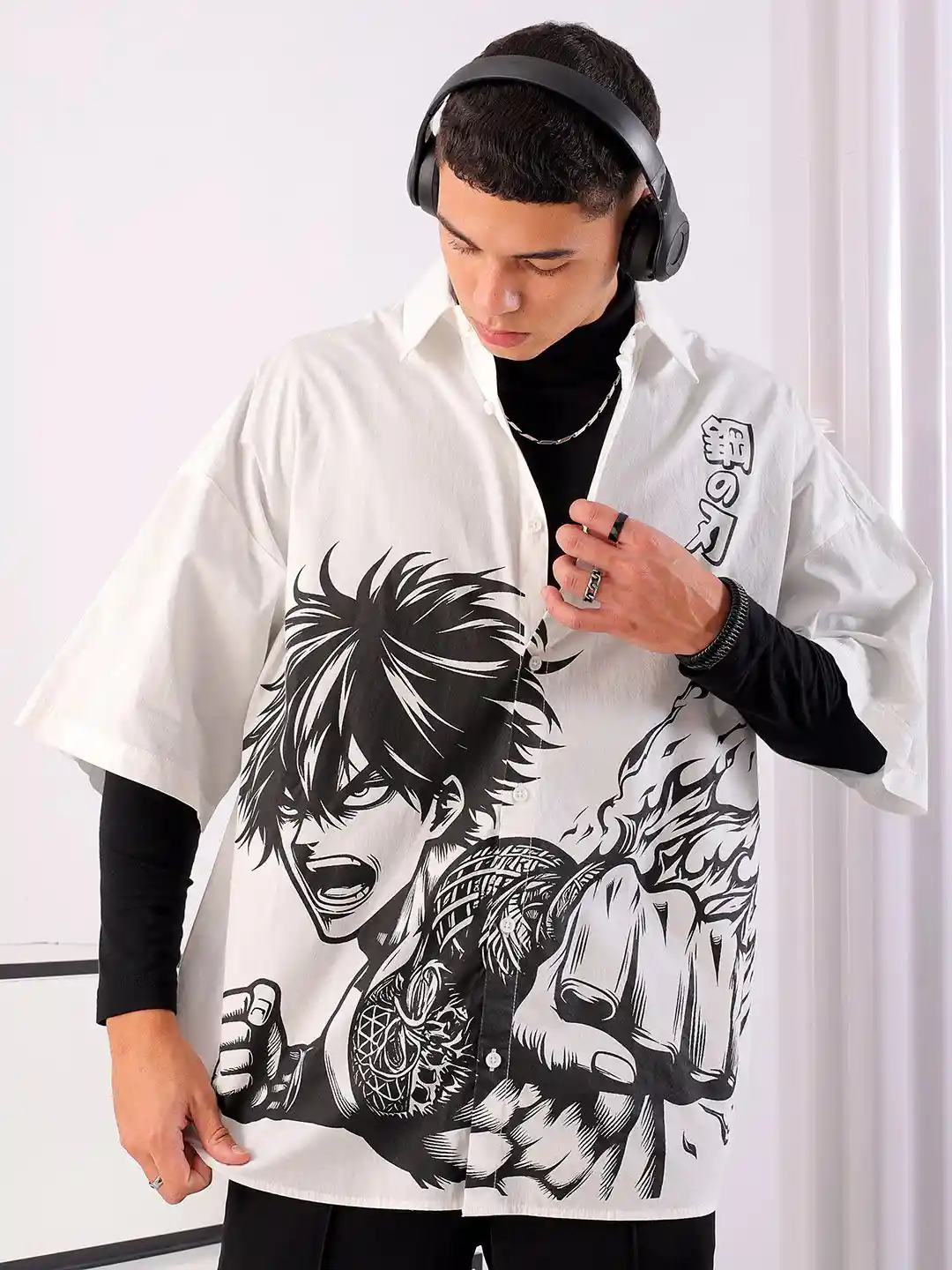 Buy The Indian Garage Co Men Anime Printed Cotton Oversized Boxy