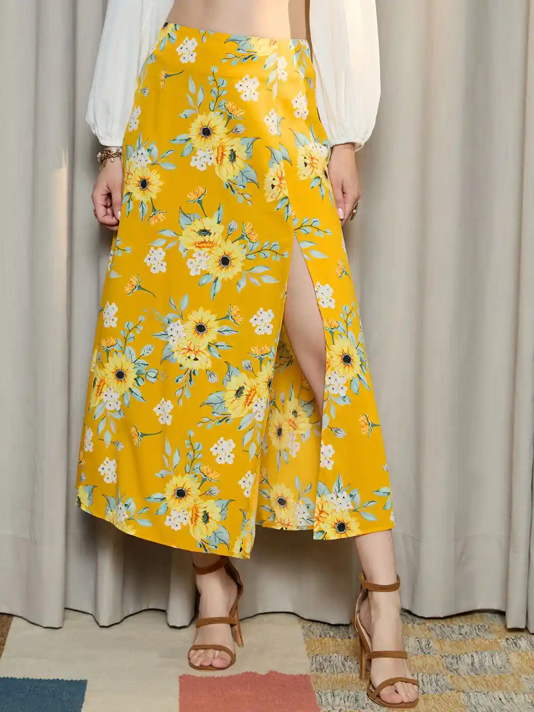 Midi Skirt A Line Skirt Myntra Berrylush Floral Printed High Rise