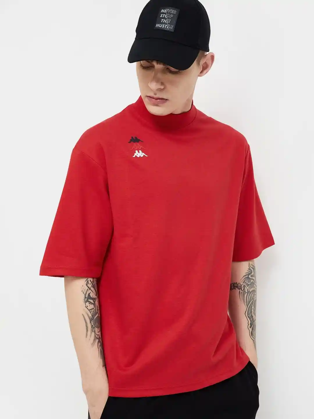 Buy Kappa Men Solid High Neck Cotton Relaxed Fit T-Shirt Tshirts