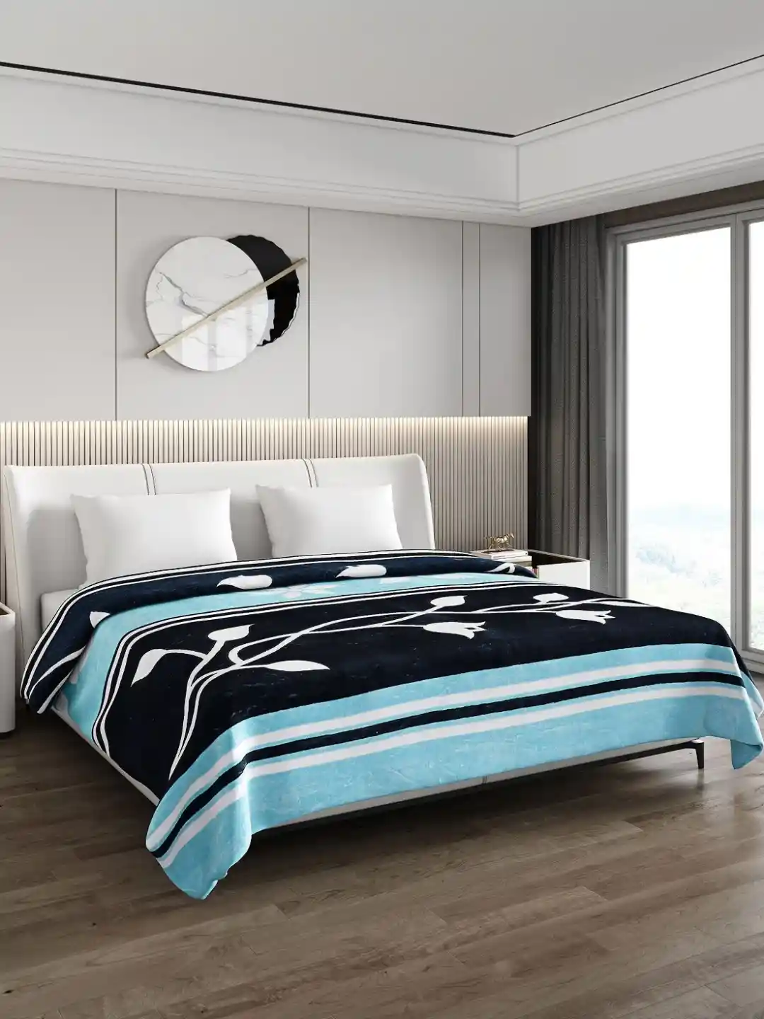 Myntra Navy Blue Bed Blanket Buy Blue Microfiber Abstract 250 GSM Single  Blanket At 62% OFF, image size:1080x1440