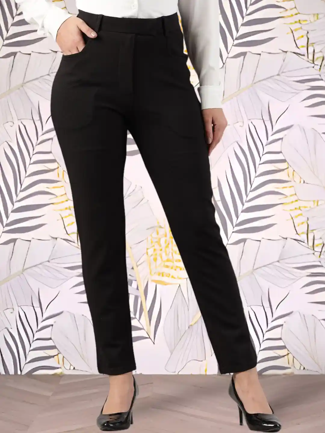 Buy FITHUB Women High-Rise Wrinkle Free Formal Trousers Trousers