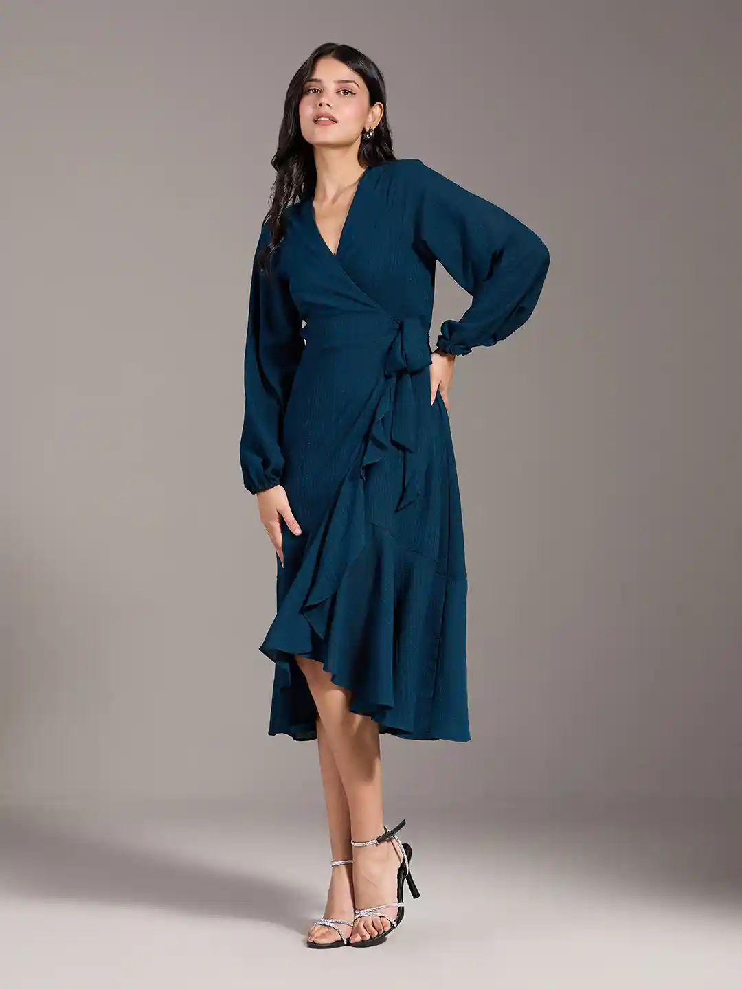 20Dresses V Neck Wrap Midi Dress