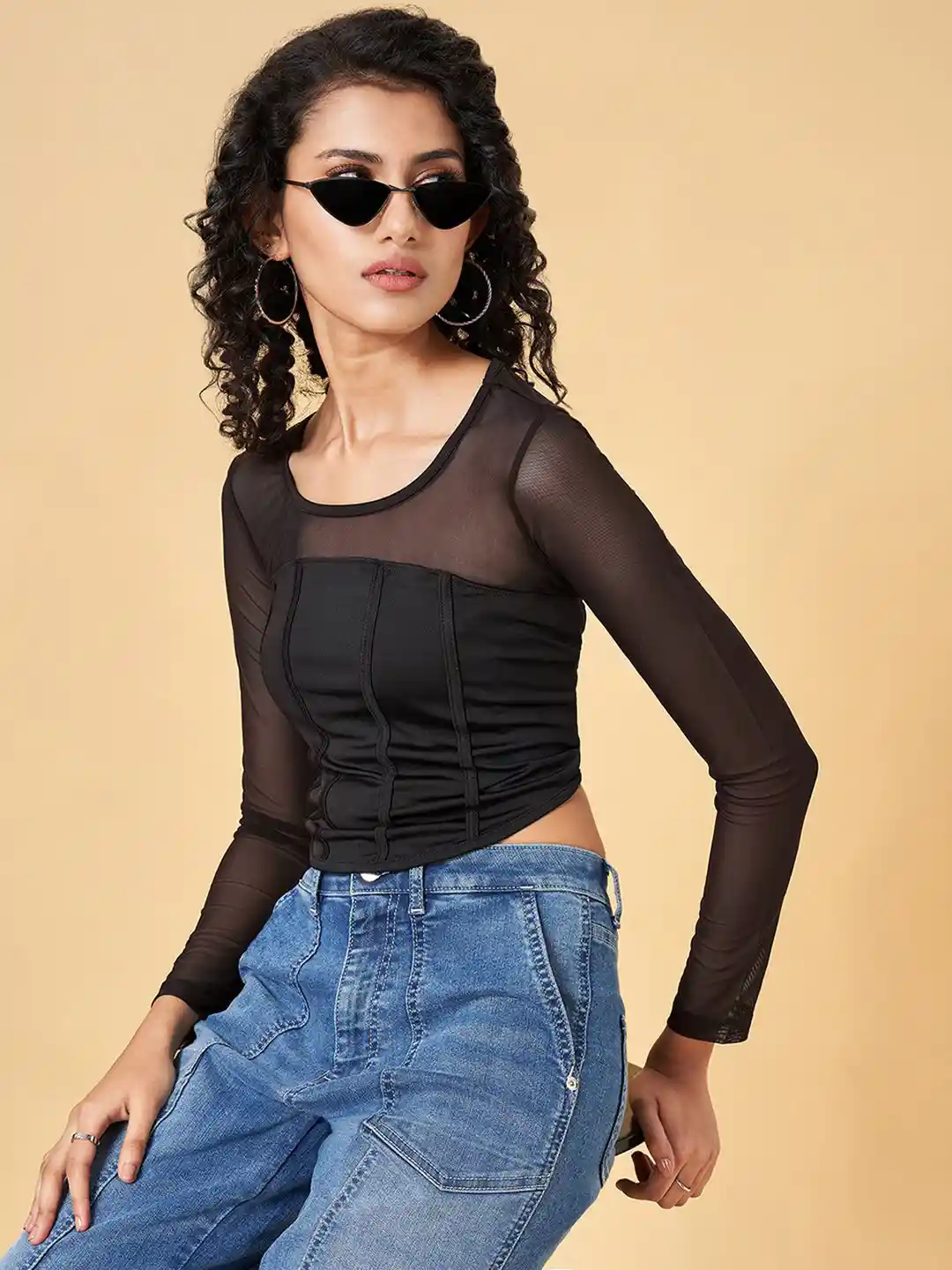 SF JEANS by Pantaloons Women Solid Round Neck Top