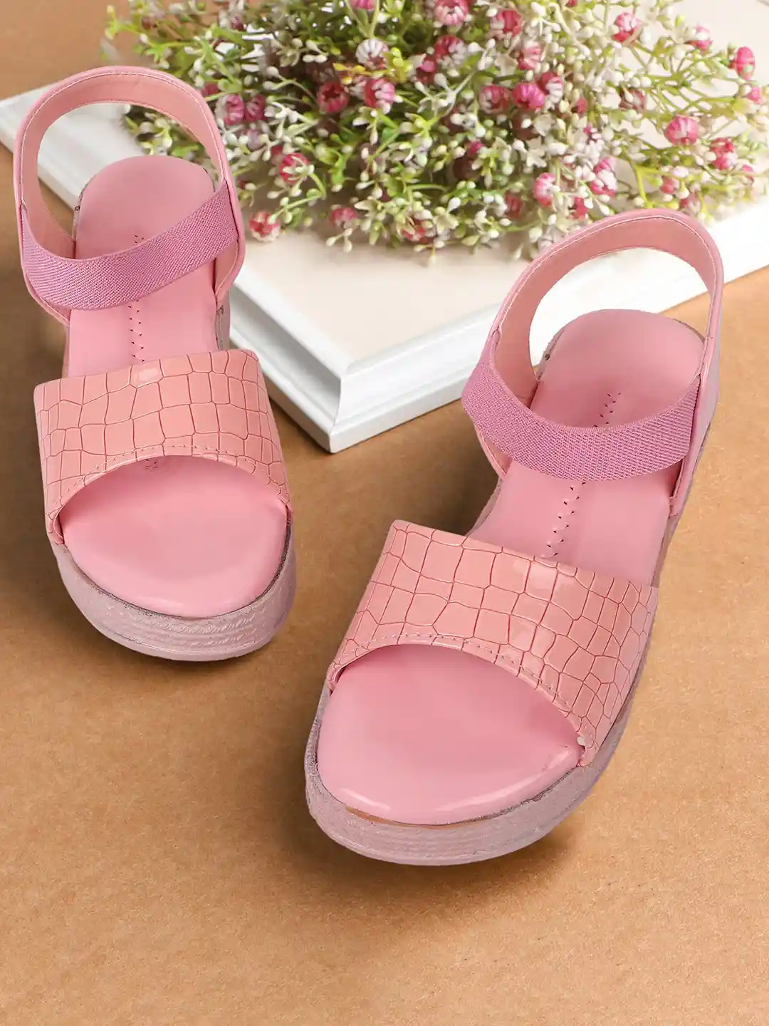 Pale Pink Pink Wedge Sandal Women Open-Toe Slip-On Wedges