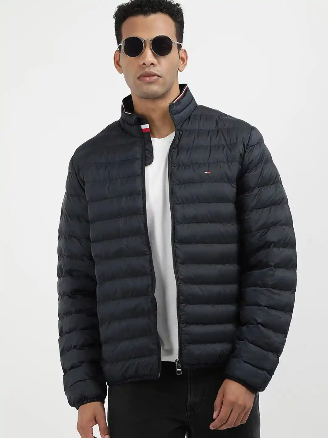 Buy Tommy Hilfiger Men Solid Mock Collar Puffer Jacket Jackets
