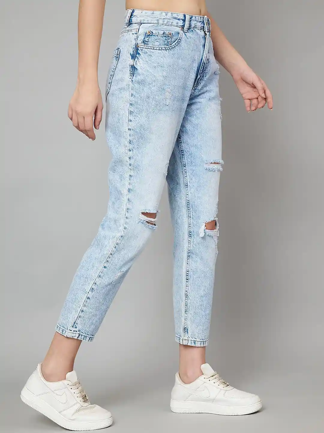 Buy Zaahii Women High-Rise Highly Distressed Heavy Fade Mom Fit