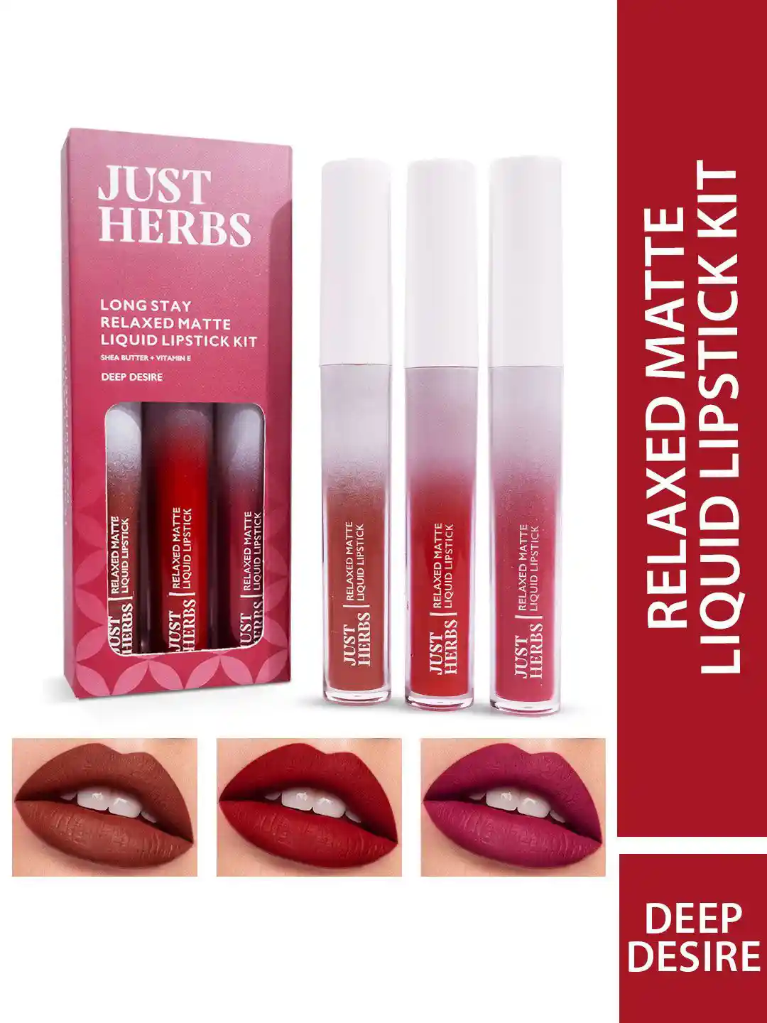 Buy Just Herbs Relaxed Matte Set Of 3 Liquid Lipstick - 4ml Each