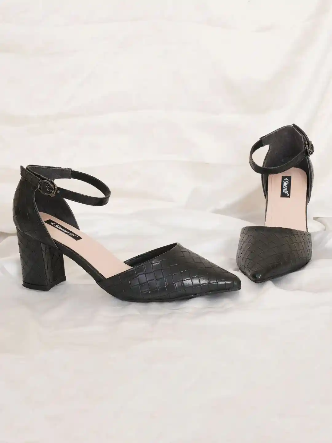 Buy Sherrif Shoes Women Textured Block Peep Toes Heels for Women