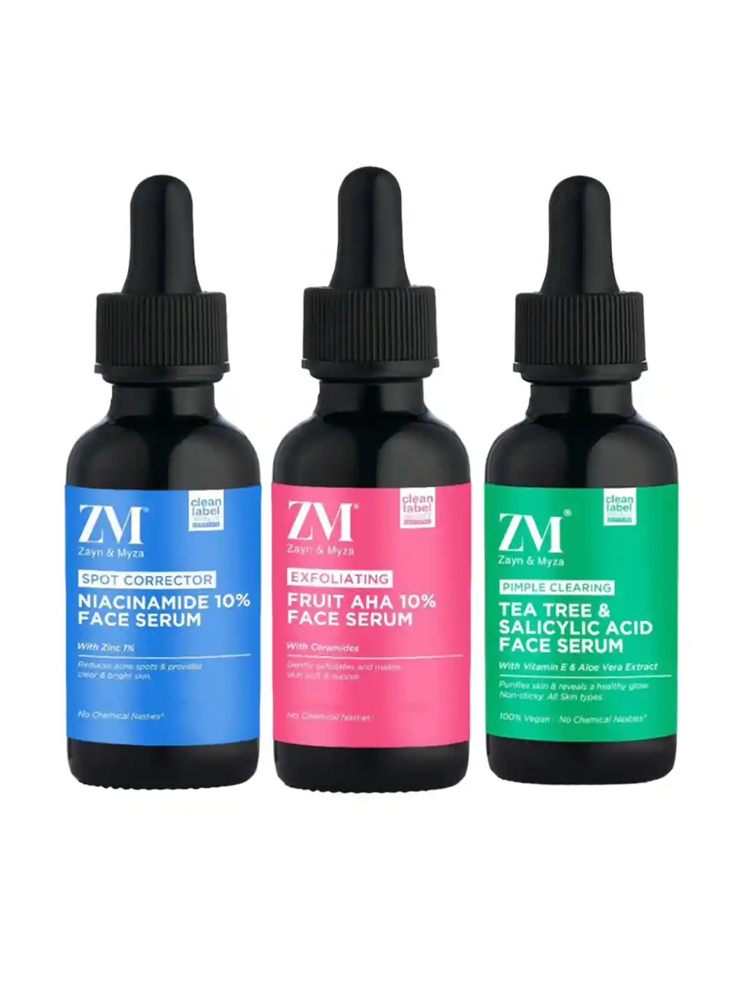 Buy ZM Zayn & Myza Set Of 3 Niacinamide 10%, Fruit AHA 10% & Tea