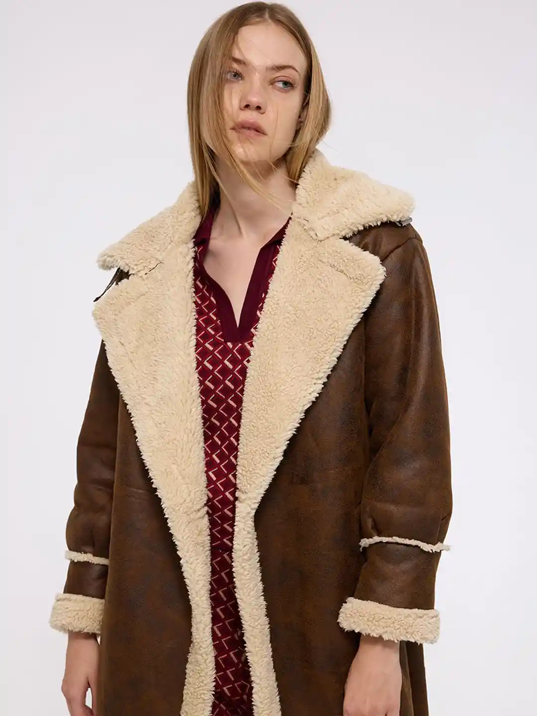 Buy COVER STORY Women Shearling Long Fur Overcoat Coats for