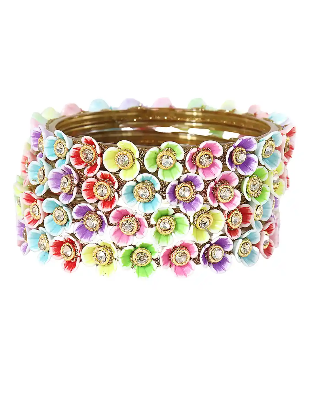 アクセサリー Custom Souvenir Shop ROAD 3Star Bangle Buy ZULKA Set Of 4 Stone-Studded Flower Bangles - Bangle for