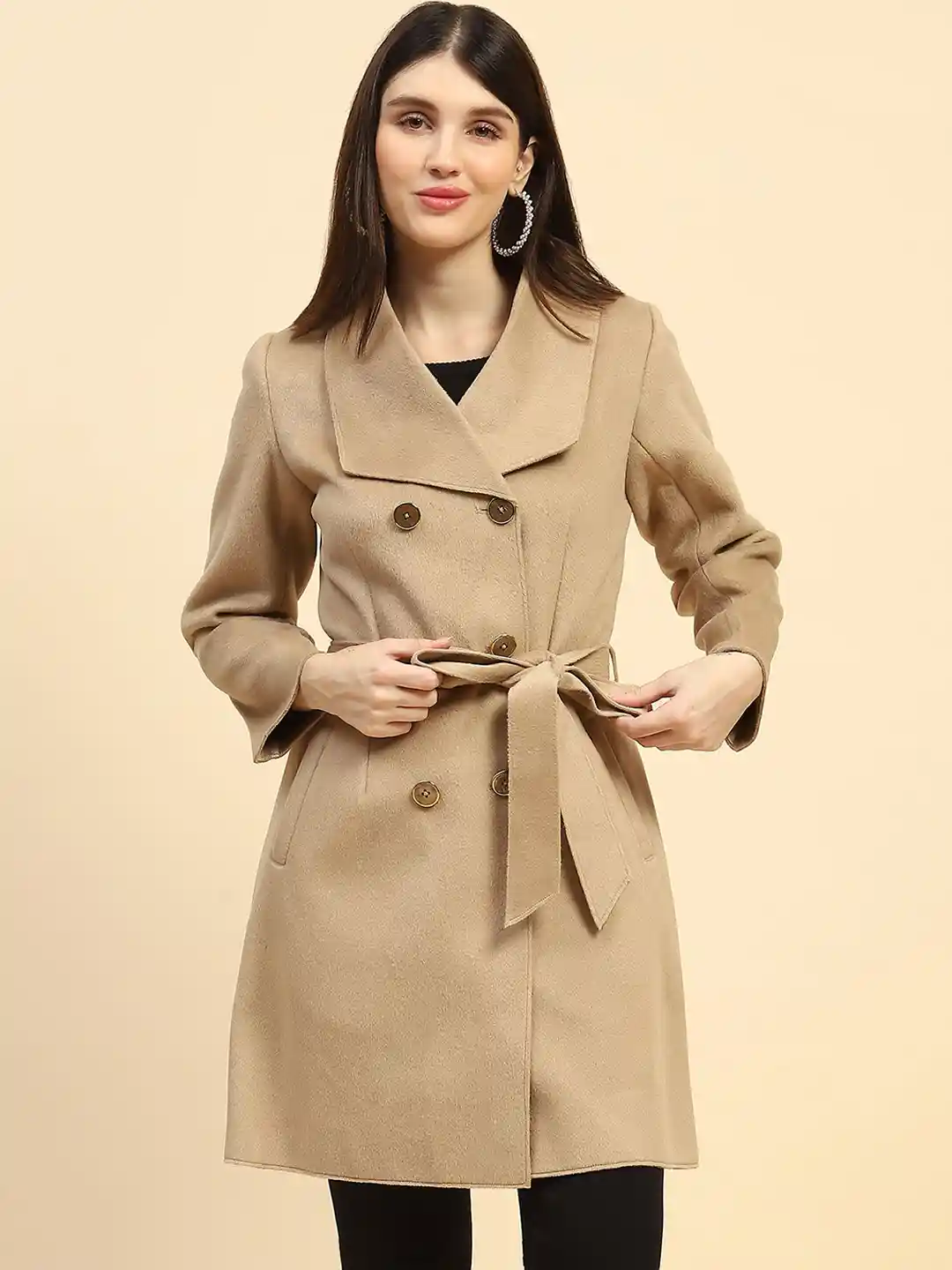 Buy Global Republic Women Wide Tie Belt Overcoat Coats for Women