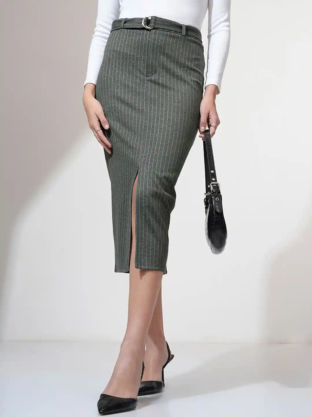 Buy CHIC BY TOKYO TALKIES Women Striped Pencil Midi Skirt Skirts