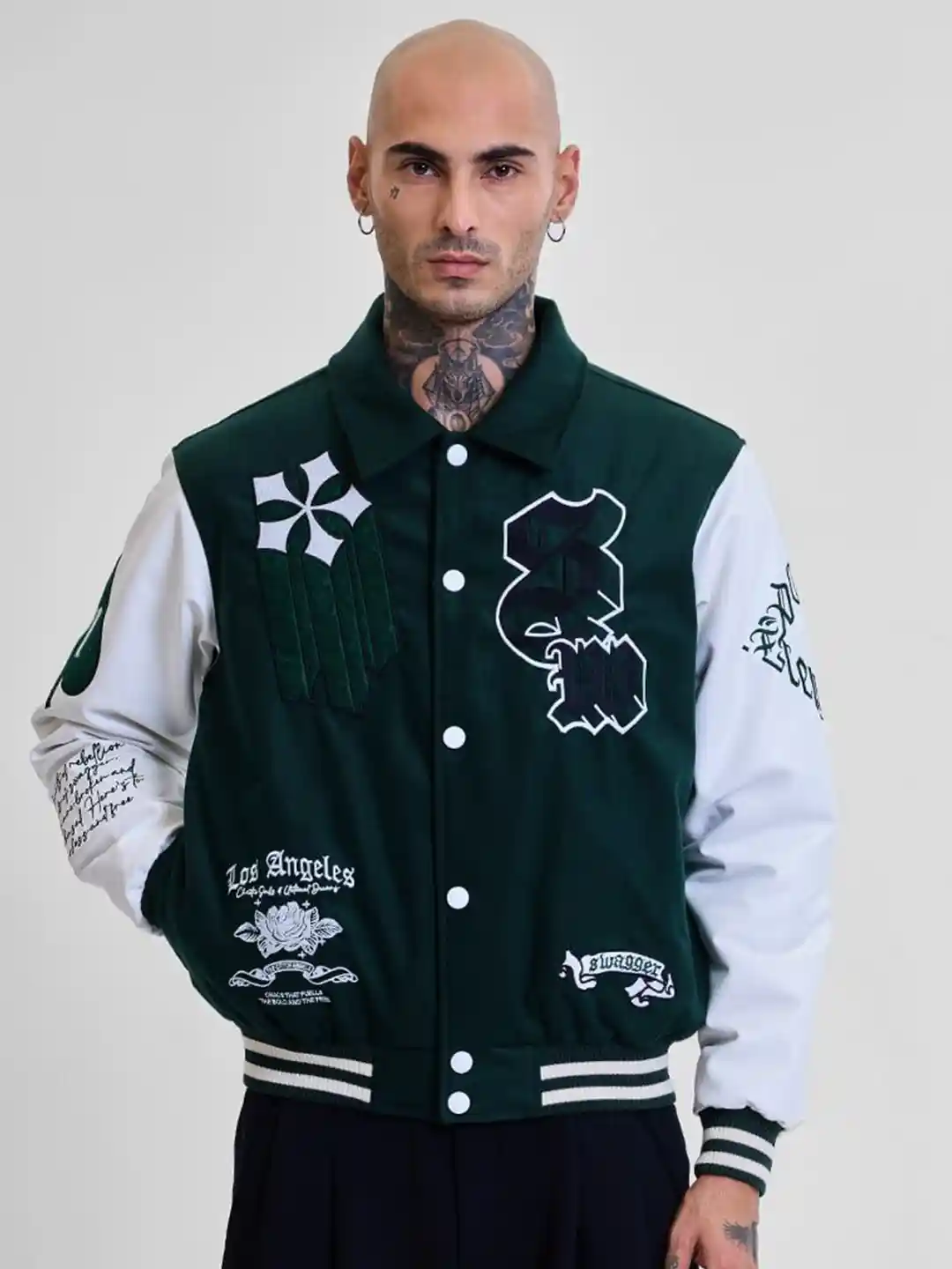 Men's Coats Boohoo Black And Green Varsity Jacket Buy Snitch