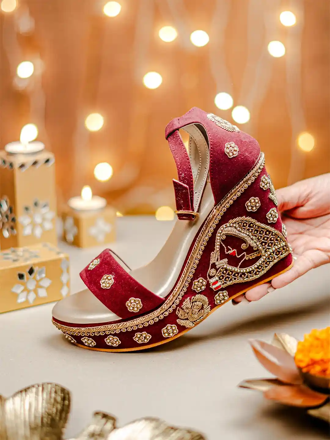Buy NR By Nidhi Rathi Women Embellished Velvet Ethnic High-Top