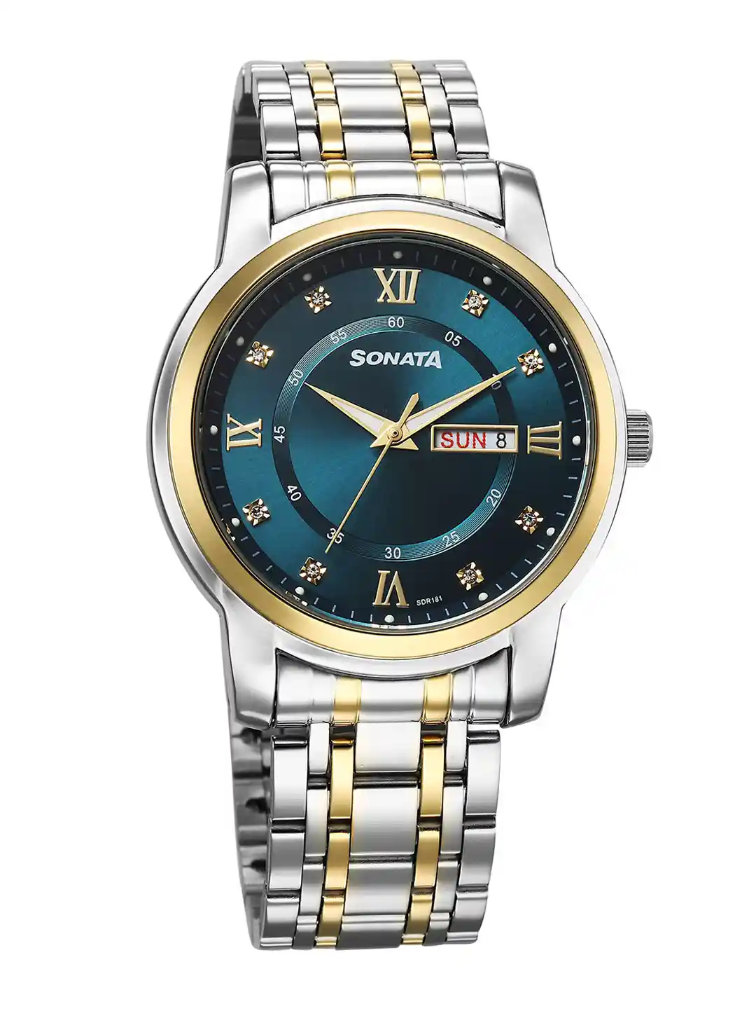 Sonata Men Embellished Dial Bracelet Style Straps Analogue Watch 77157BM01