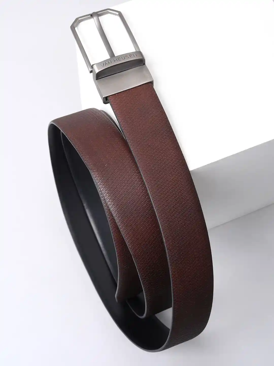 Buy Van Heusen Men Textured Leather Reversible Formal Belt Belts