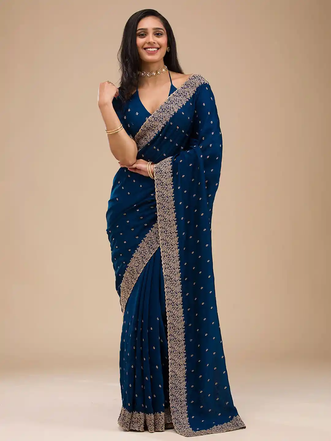 Buy Koskii Woven Design Embroidered Zari Saree - Sarees for