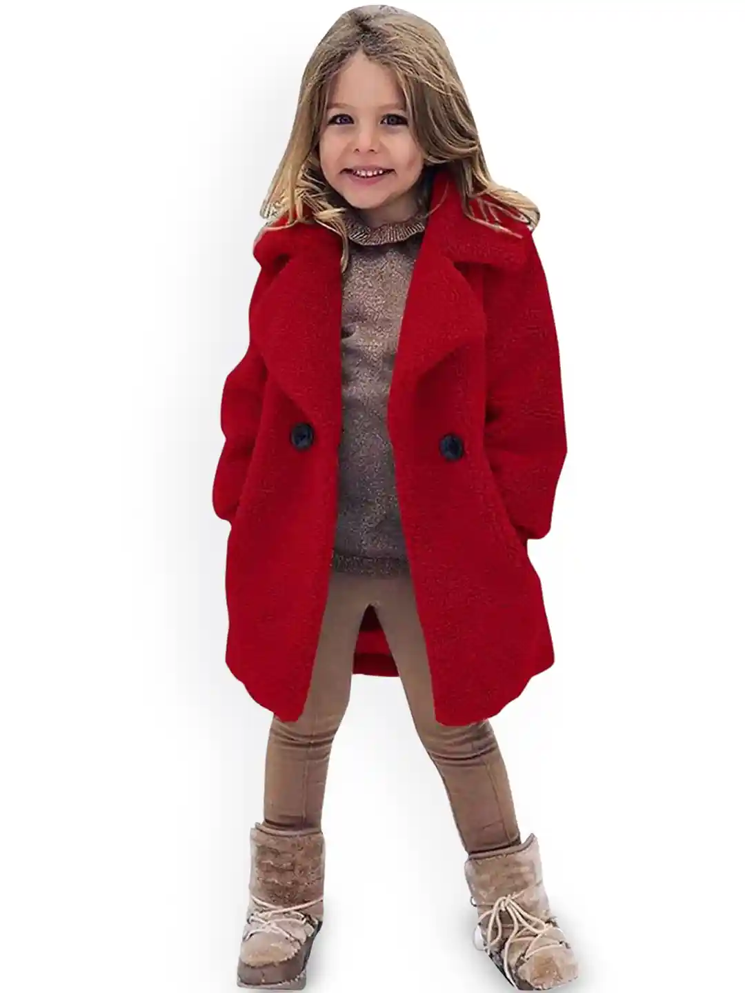 Buy Xsole Kids Notched Lapel Long Sleeve Winter Overcoat Coats