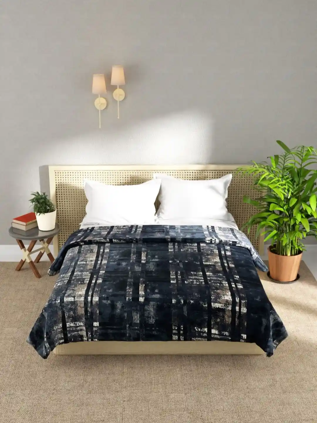 Buy KOPA Brown Blue Geometric Microfiber AC Room 300 GSM Double