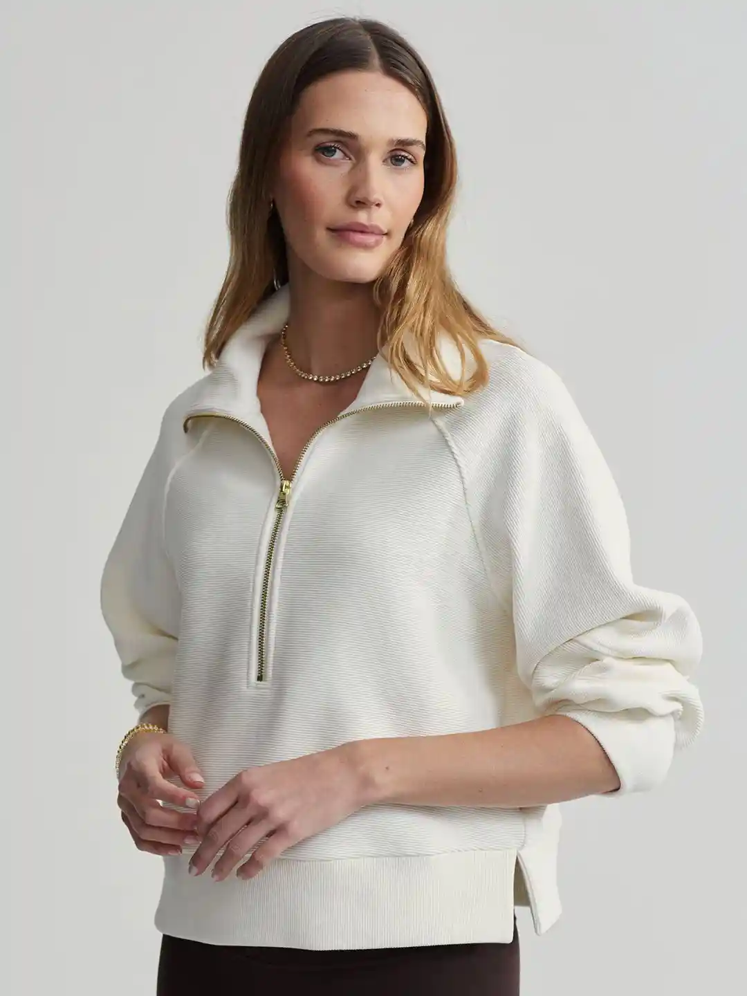 White Collar Pullover Sweatshirt With Collar JERZEES Men's Quarter