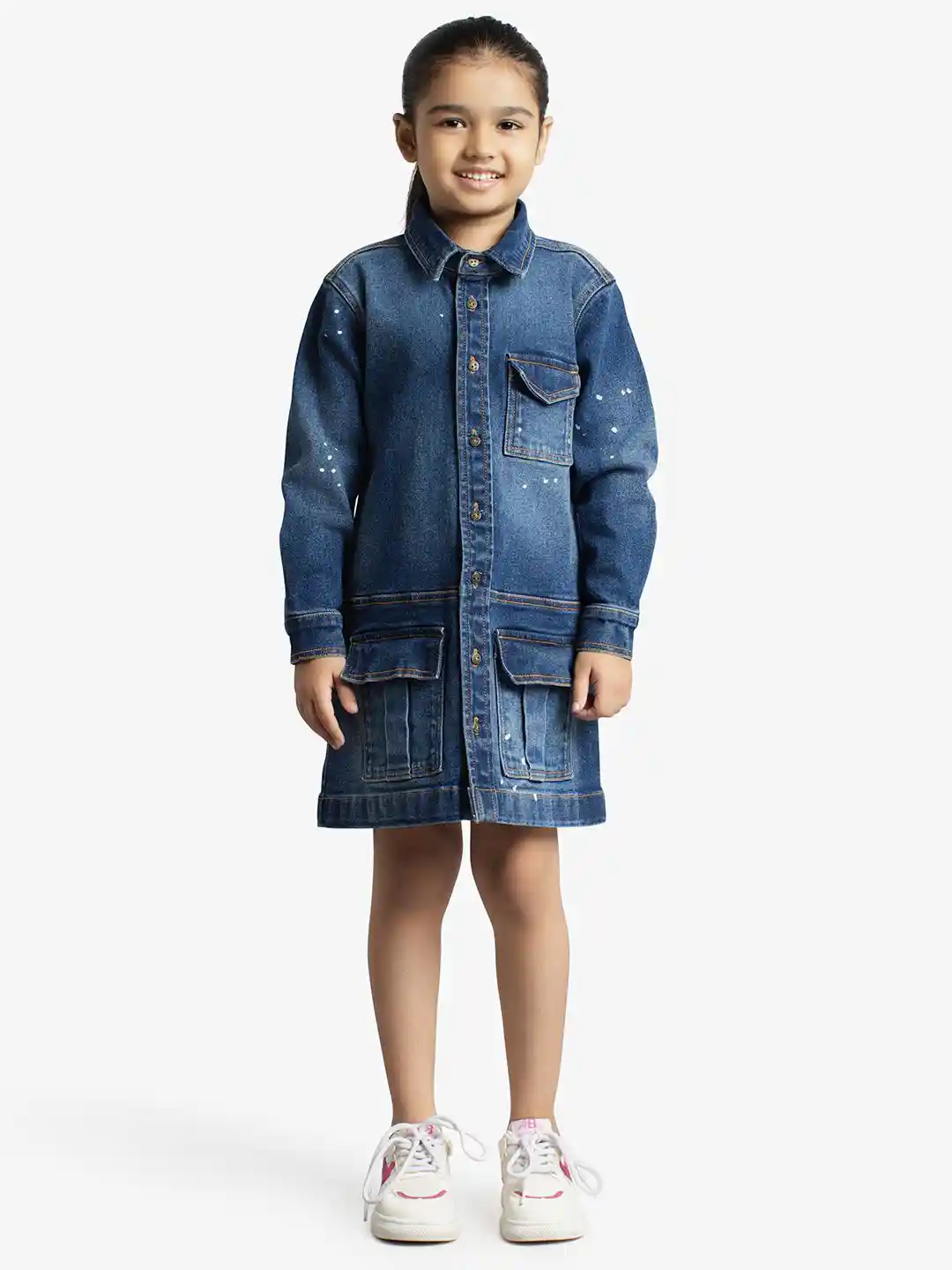 Buy Ed-a-Mamma Dyed Denim Shirt Dress Dresses for Girls 31694262