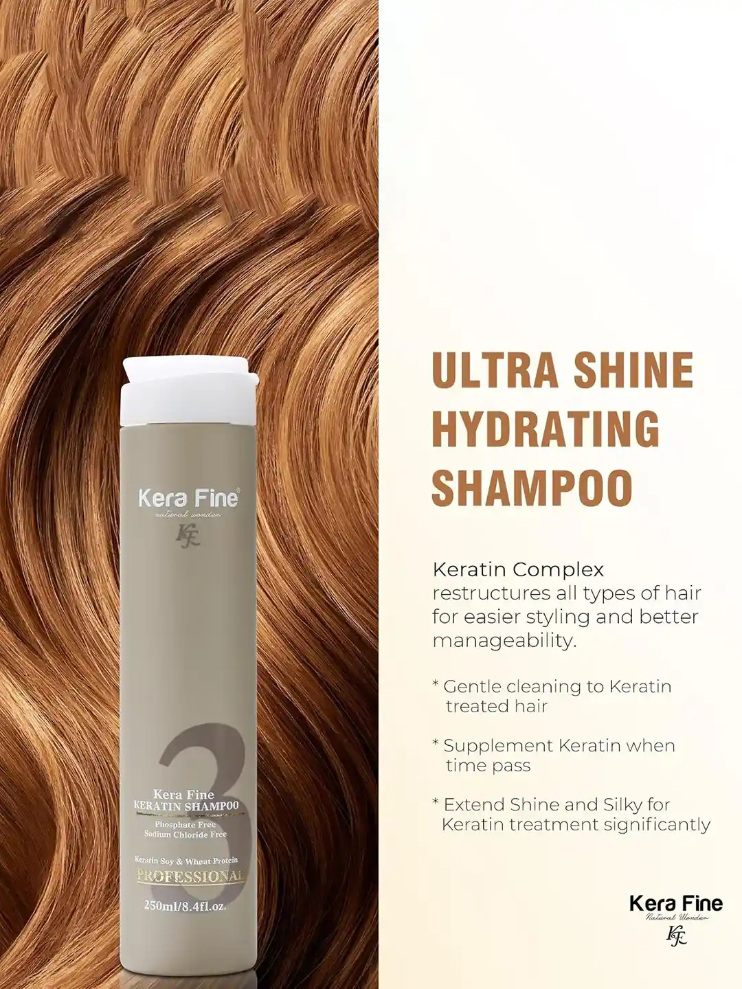 KERA FINE Set Of Keratin Shampoo 250 ml Hair Serum 50 ml
