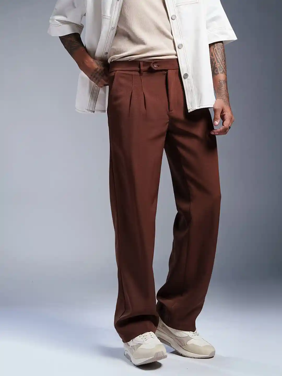 Buy FREAKINS Regal Brown Men's Stylised Korean Pants Trousers