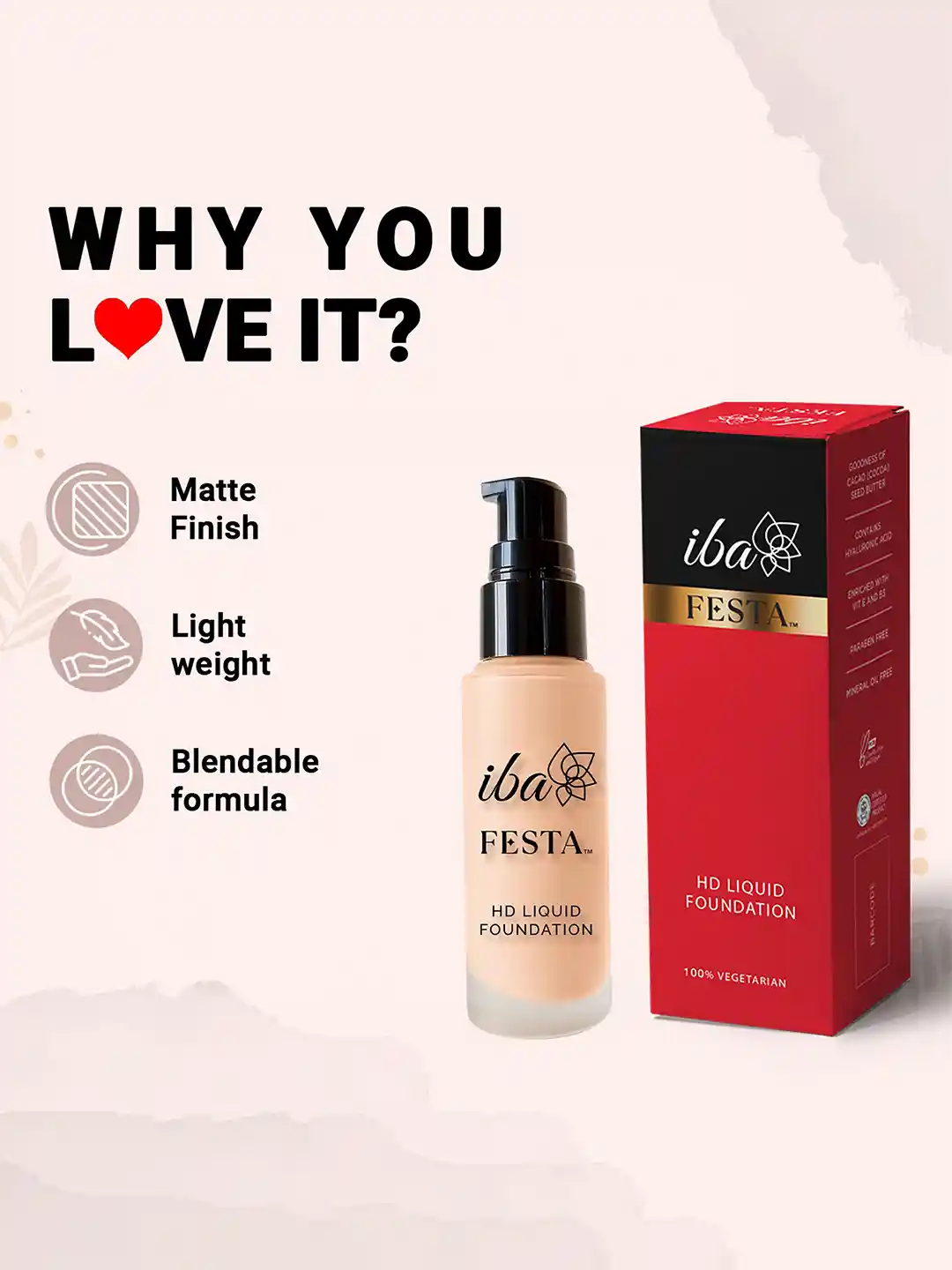 Buy Iba Festa HD Liquid Foundation With Hyaluronic Acid 30 ml