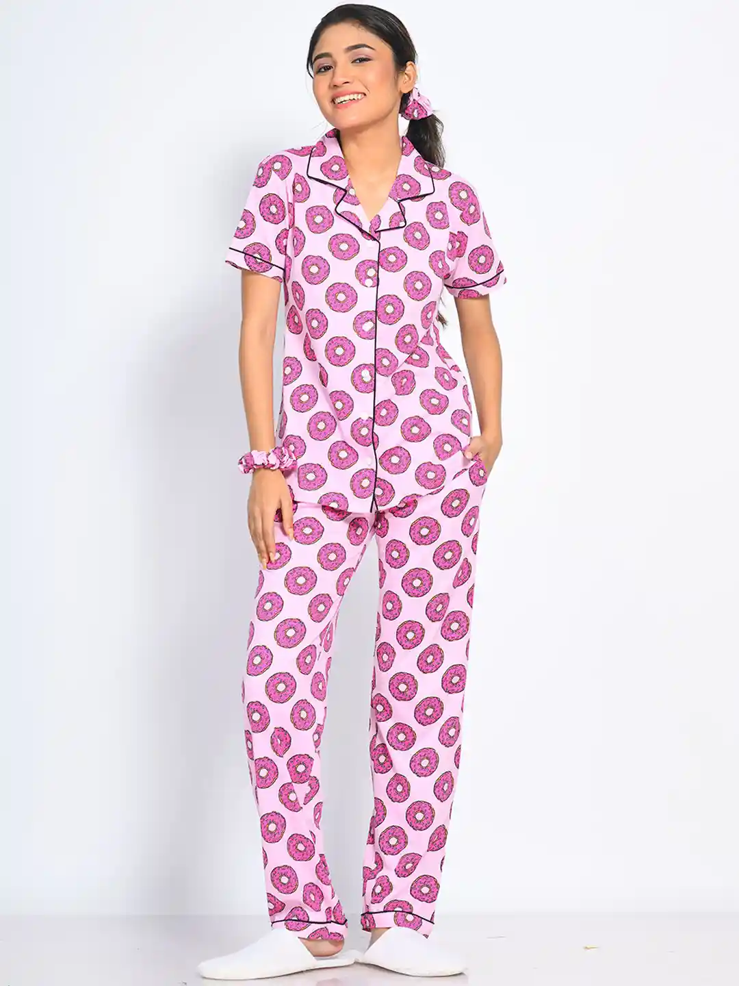 Buy NAP STORY Donut Printed Shirt Pyjama Nightsuit Night suits
