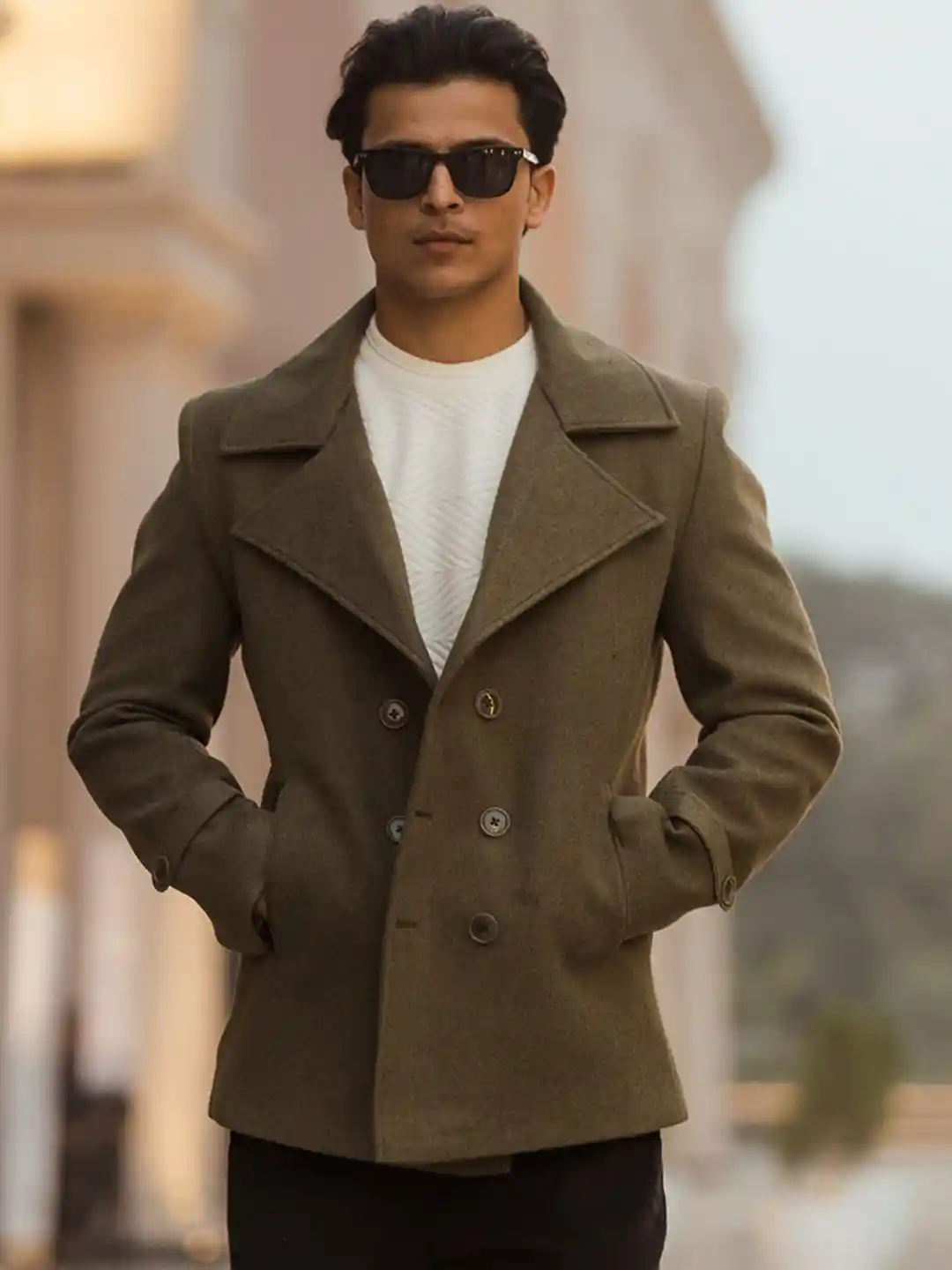 Buy JAVINISHKA Men Double-Breasted Peacoat Coats for Men