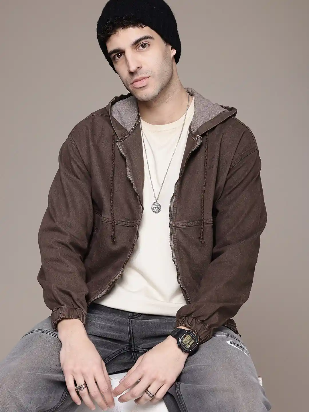 Men Hooded Hooded Sweatshirt Jean Jacket Buy Black Jackets Coats