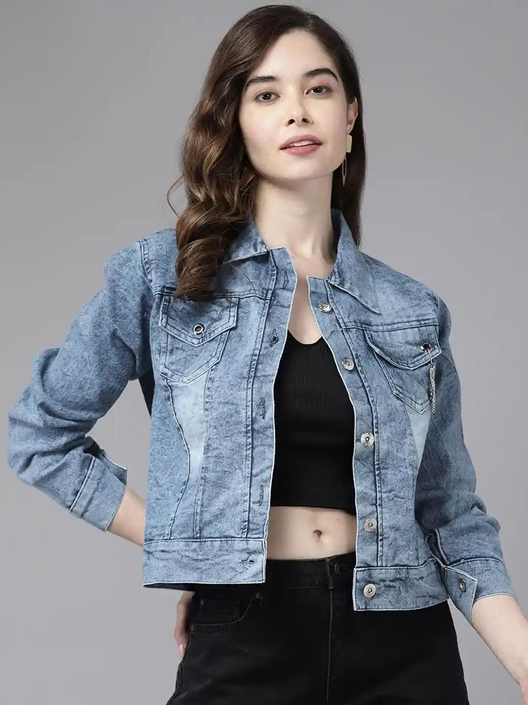 Buy The Roadster Lifestyle Co Cotton Spread Collar Denim Jacket