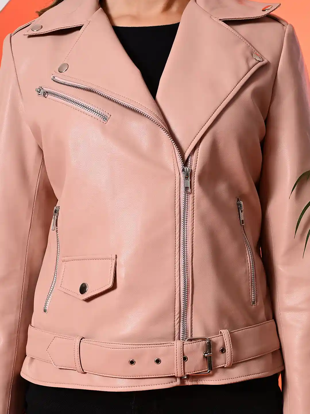 Buy TBOJ Women Leather Lightweight Crop Outdoor Leather Jacket