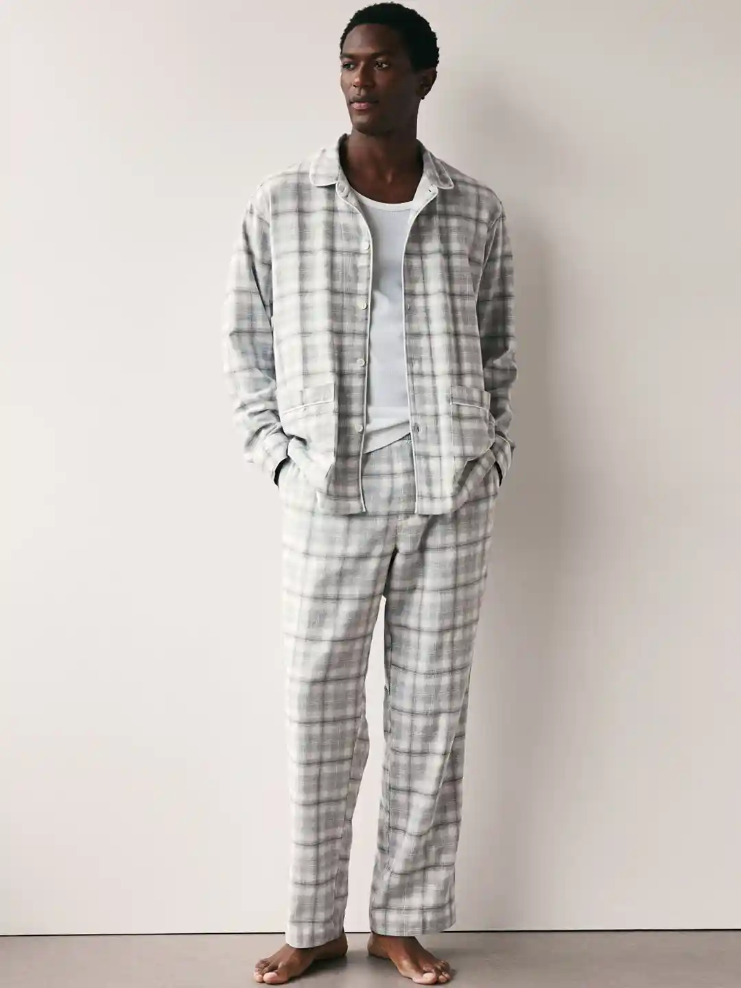 Buy H&M Pure Cotton Flannel Pyjamas Night suits for Men 31479536