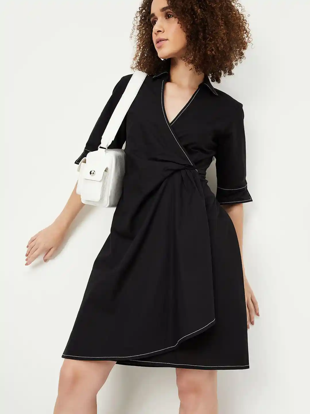 Buy max Women Pure Cotton V Neck Wrap Dress Dresses for Women